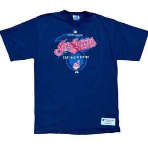 Cleveland Indians Majestic '07 MLB Playoffs Vintage Graphic T-Shirt, Men's Large
